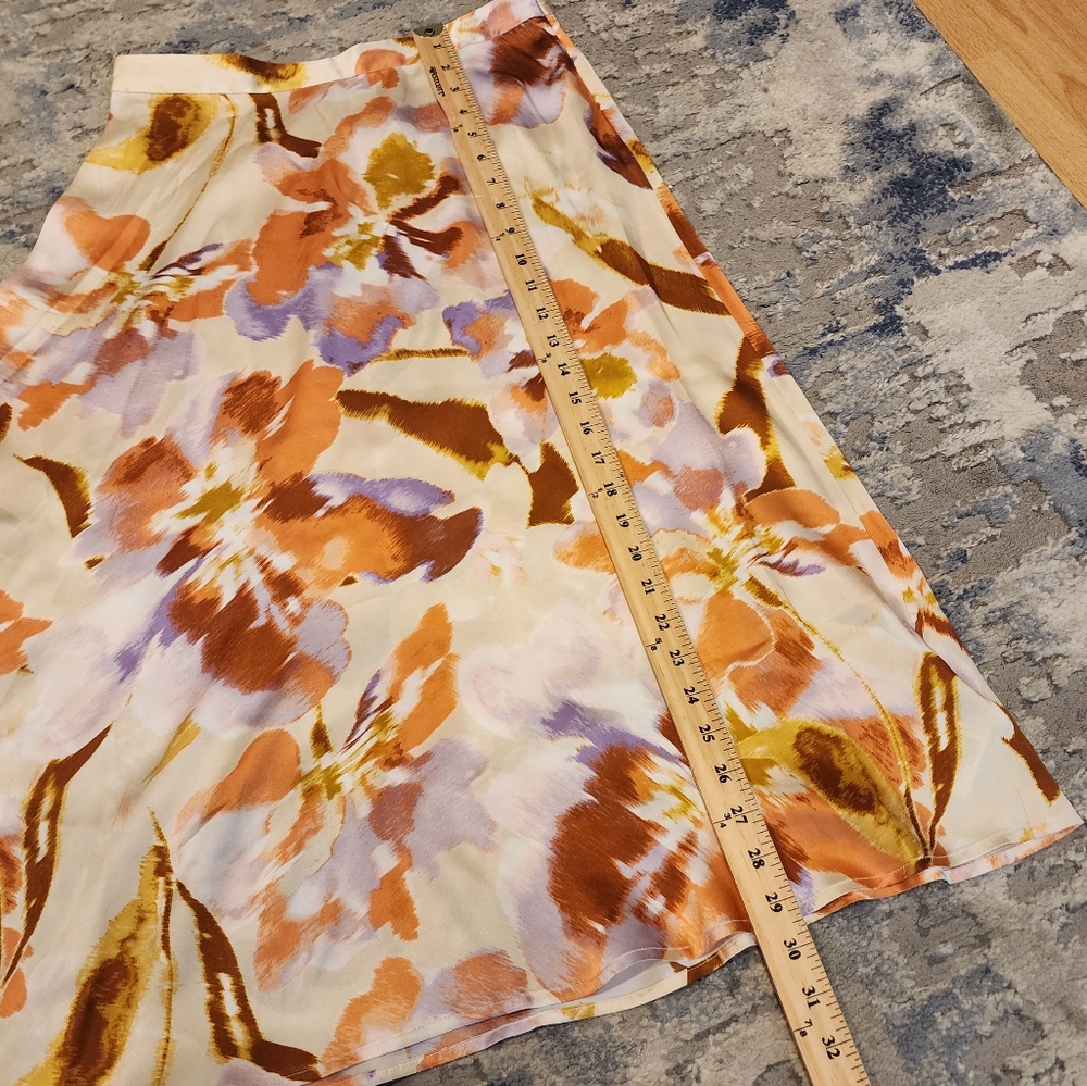 Joie 100% Silk Floral Midi Skirt Size 4 - Picture 6 of 12